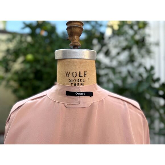 NWOT Quince Blush Pink Silk Long Sleeve Above the Knee Wrap Robe Size One Size - Picture 9 of 13